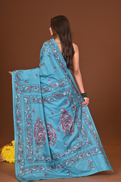 MEGHMALA BLENDED SILK KANTHA SAREE