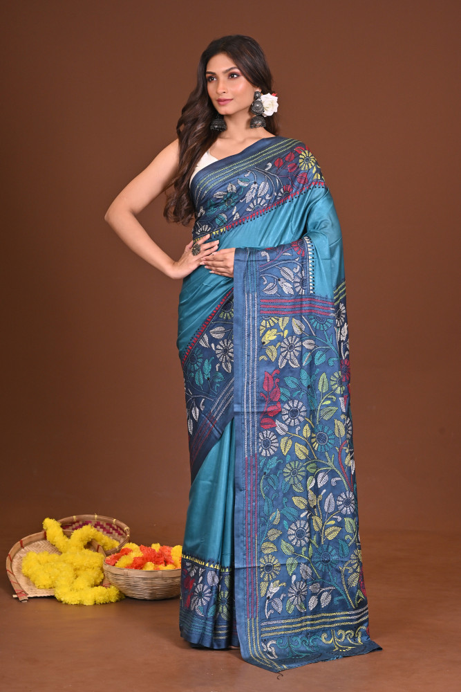 MEGHRAGINI BLENDED SILK KANTHA SAREE