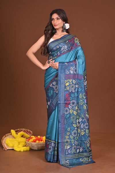 MEGHRAGINI BLENDED SILK KANTHA SAREE