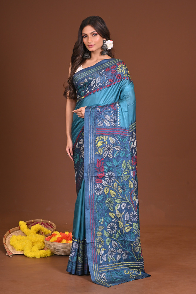MEGHRAGINI BLENDED SILK KANTHA SAREE