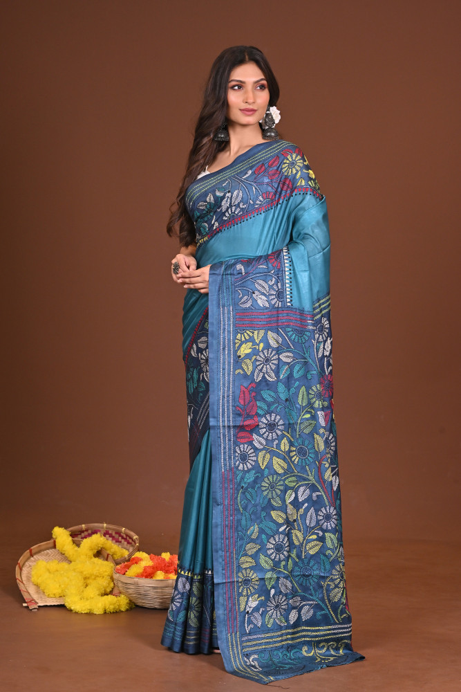 MEGHRAGINI BLENDED SILK KANTHA SAREE