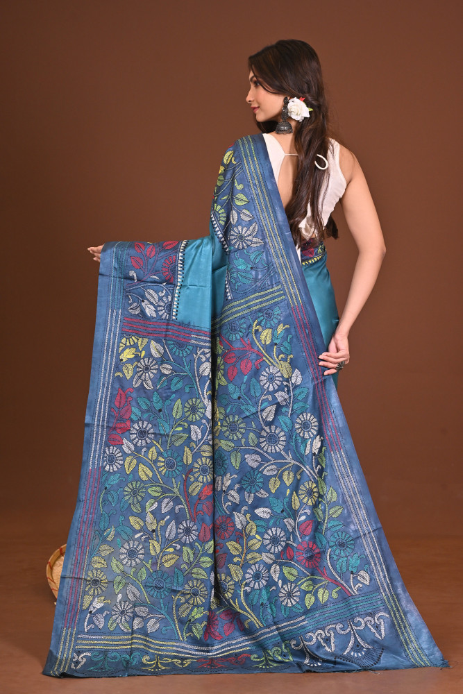 MEGHRAGINI BLENDED SILK KANTHA SAREE