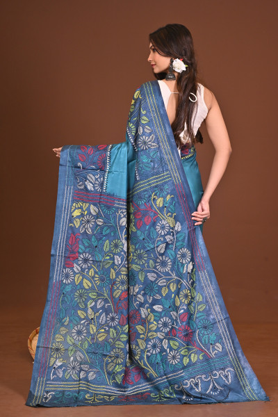 MEGHRAGINI BLENDED SILK KANTHA SAREE