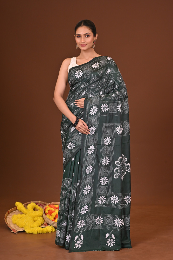 MRINALIKA BLENDED SILK KANTHA SAREE