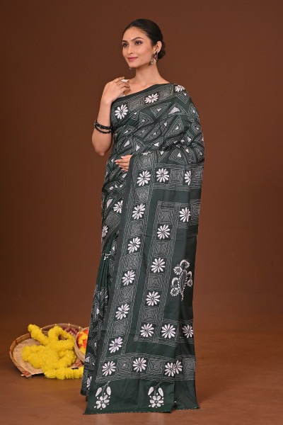 MRINALIKA BLENDED SILK KANTHA SAREE
