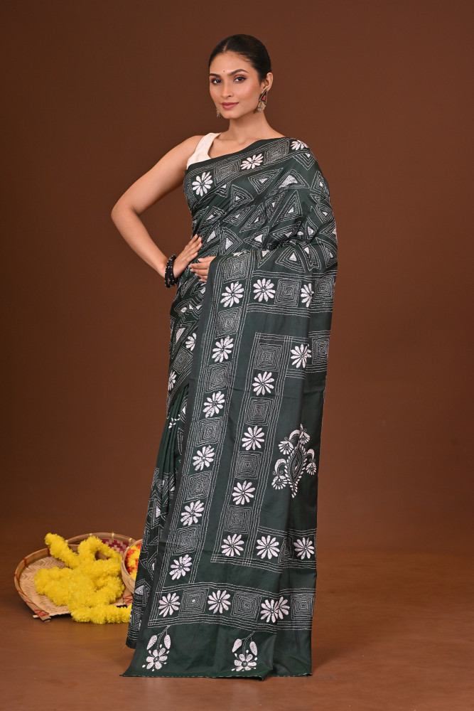 MRINALIKA BLENDED SILK KANTHA SAREE