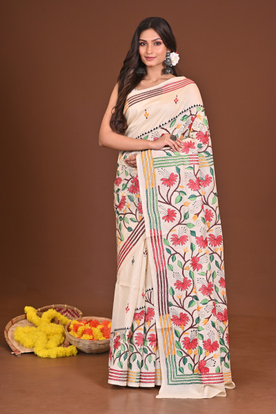 MRINALINI PURE SILK KANTHA SAREE