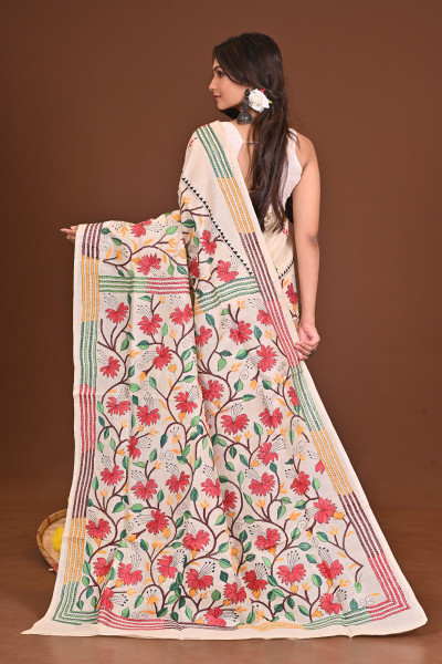 MRINALINI PURE SILK KANTHA SAREE