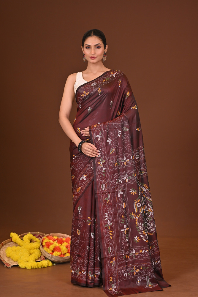 MRITTIKA BLENDED SILK KANTHA SAREE
