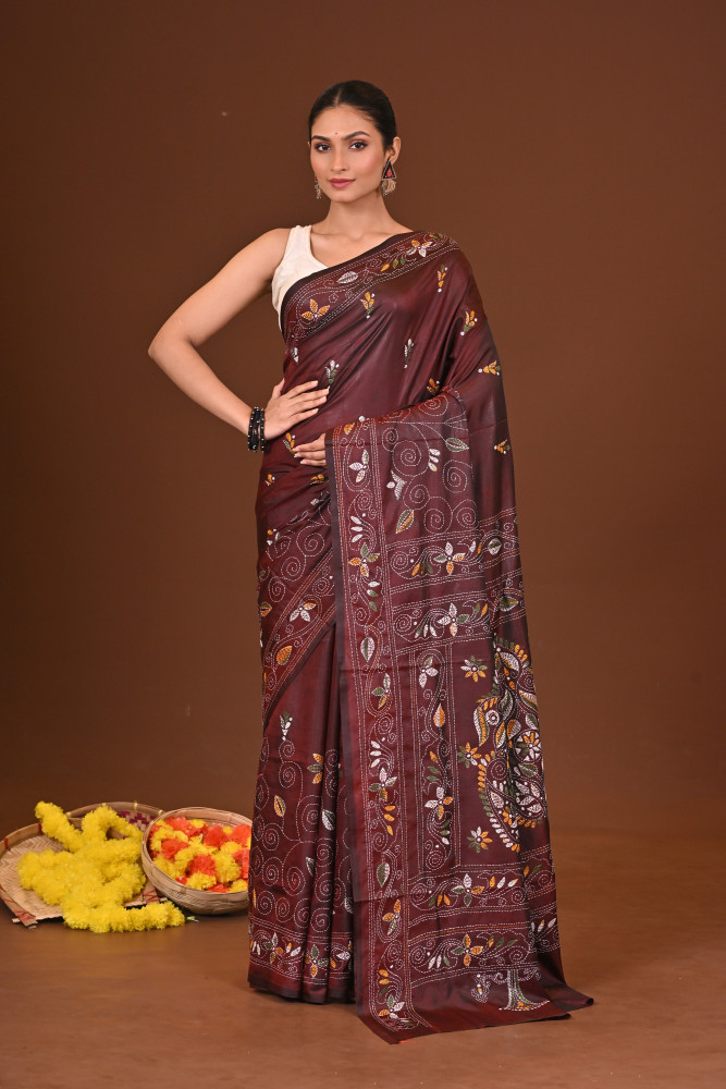 MRITTIKA BLENDED SILK KANTHA SAREE