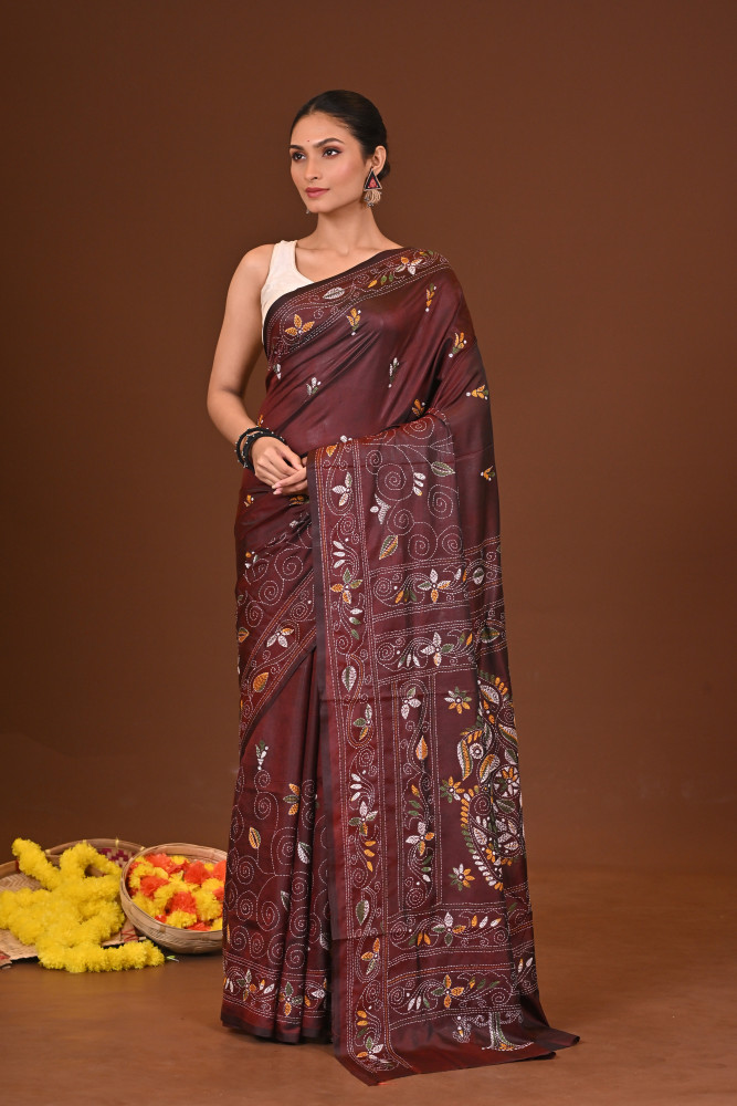 MRITTIKA BLENDED SILK KANTHA SAREE
