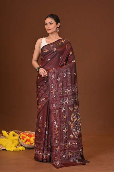 MRITTIKA BLENDED SILK KANTHA SAREE