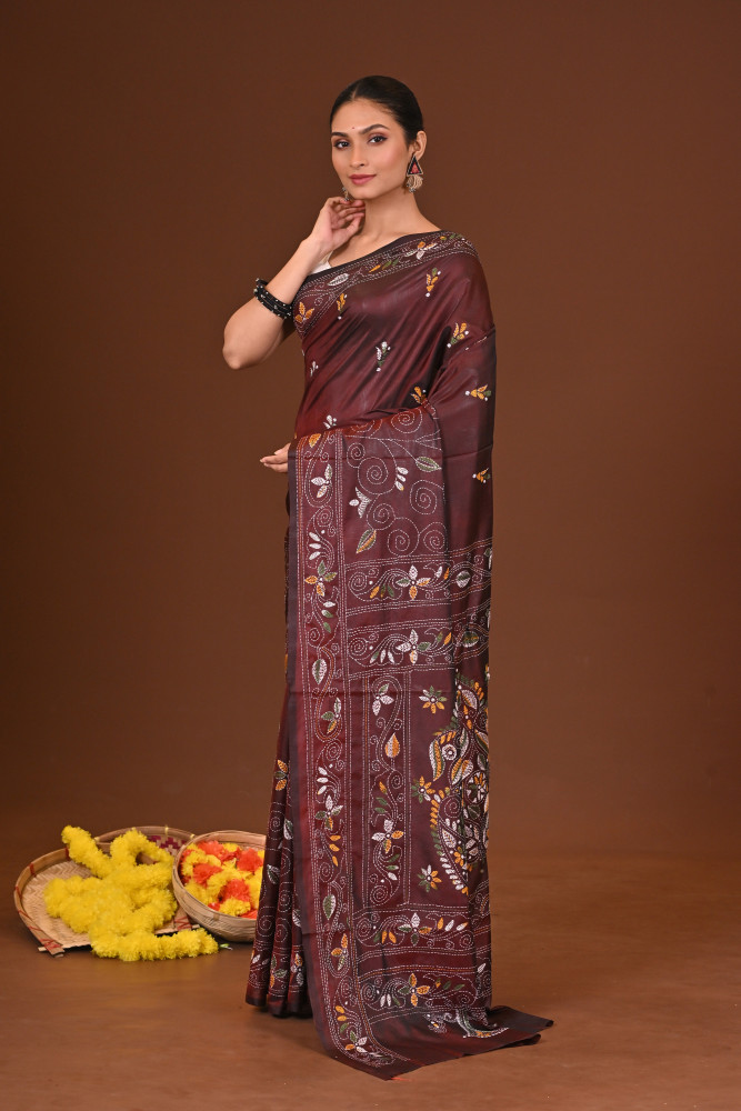 MRITTIKA BLENDED SILK KANTHA SAREE