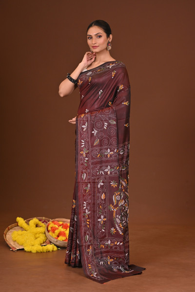 MRITTIKA BLENDED SILK KANTHA SAREE
