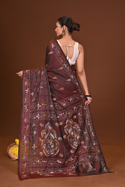 MRITTIKA BLENDED SILK KANTHA SAREE