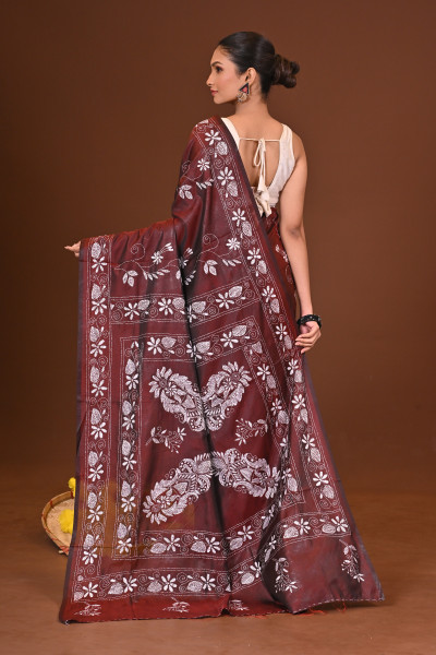 MRITTUNJOYEE BLENDED SILK KANTHA SAREE