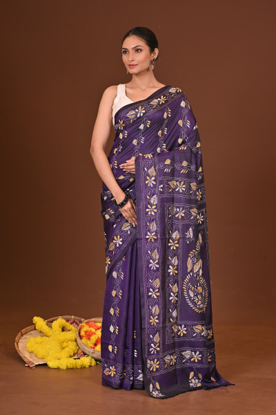 NAVARANGI BLENDED SILK KANTHA SAREE