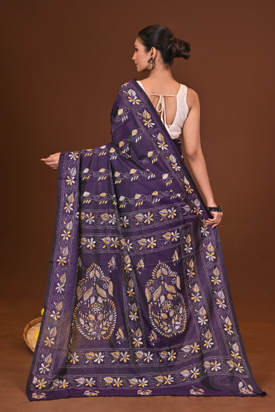 NAVARANGI BLENDED SILK KANTHA SAREE