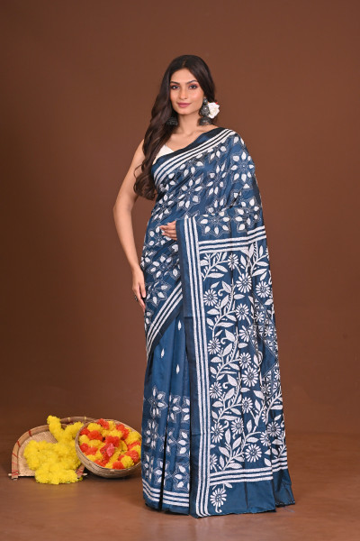 NEELANJALI BLENDED SILK KANTHA SAREE
