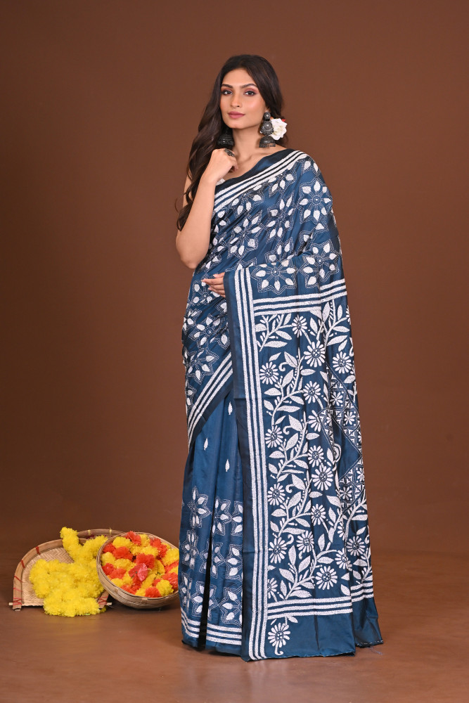NEELANJALI BLENDED SILK KANTHA SAREE