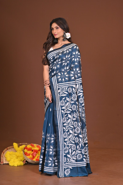 NEELANJALI BLENDED SILK KANTHA SAREE