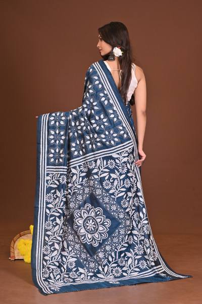 NEELANJALI BLENDED SILK KANTHA SAREE