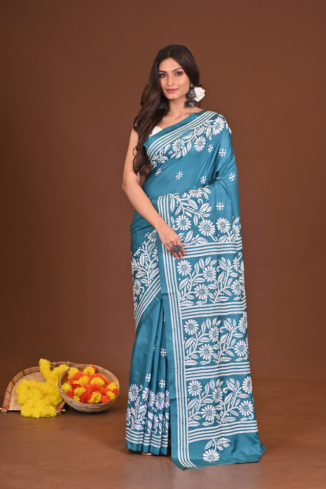 NANDINI BLENDED SILK KANTHA SAREE