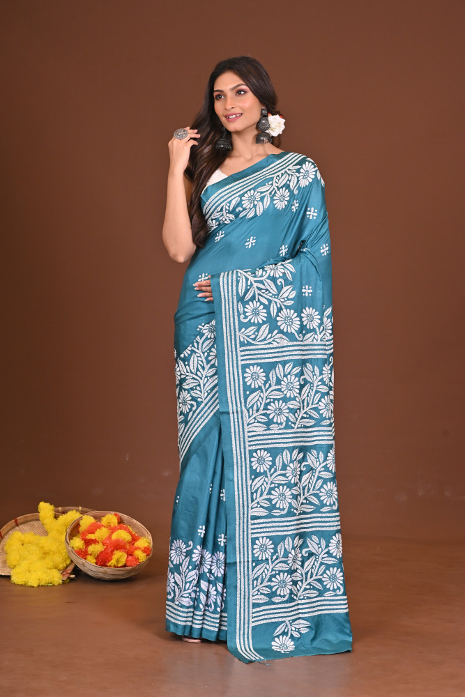 NANDINI BLENDED SILK KANTHA SAREE