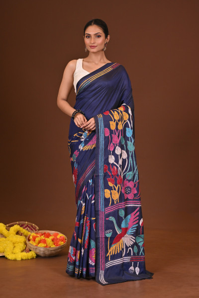 NEELIMA BLENDED SILK KANTHA SAREE
