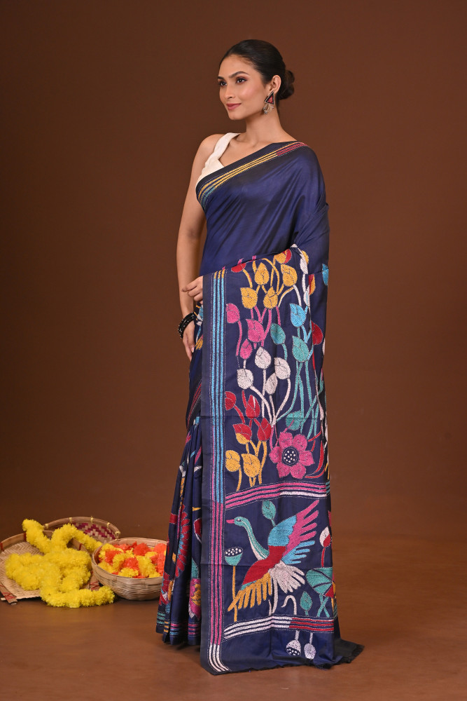 NEELIMA BLENDED SILK KANTHA SAREE
