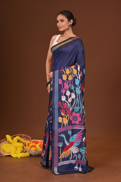 NEELIMA BLENDED SILK KANTHA SAREE