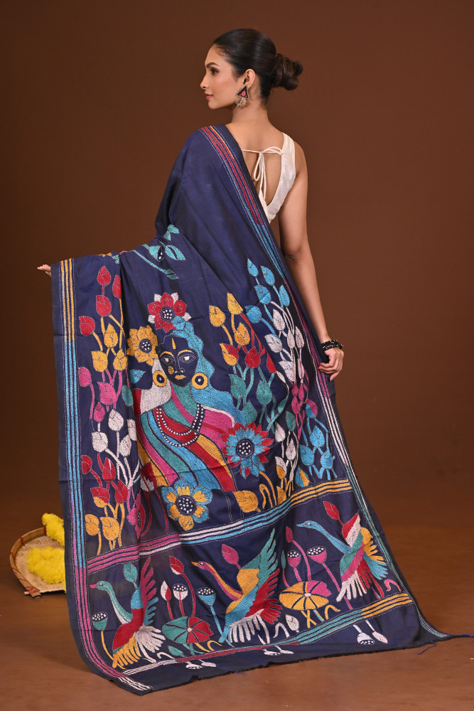 NEELIMA BLENDED SILK KANTHA SAREE
