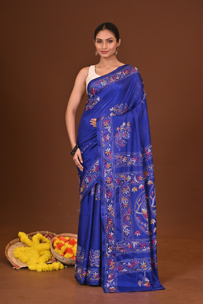NEELIMA BLENDED SILK KANTHA SAREE