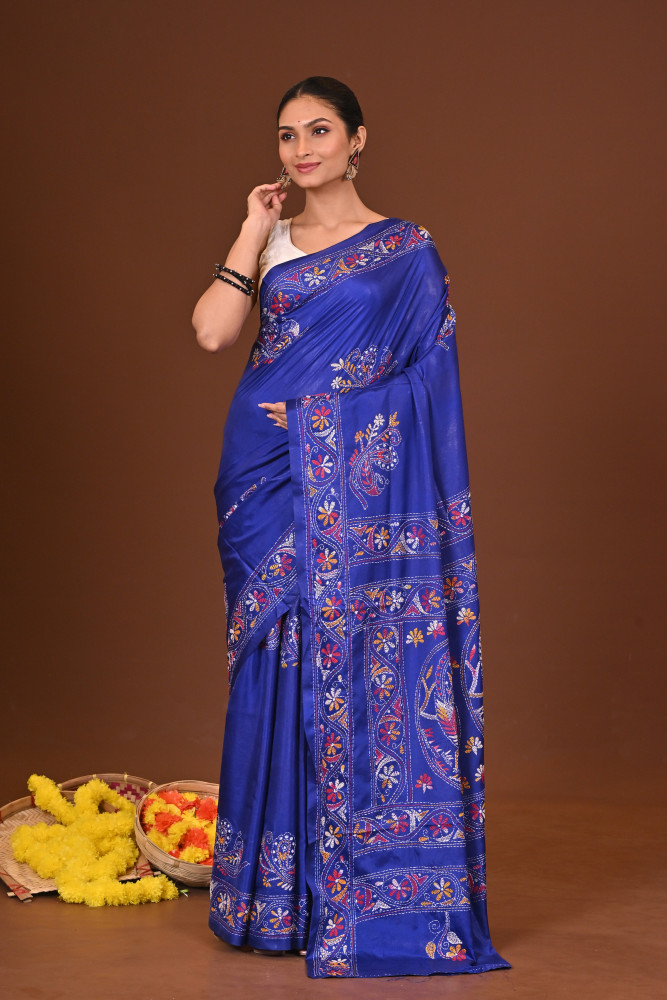 NEELIMA BLENDED SILK KANTHA SAREE