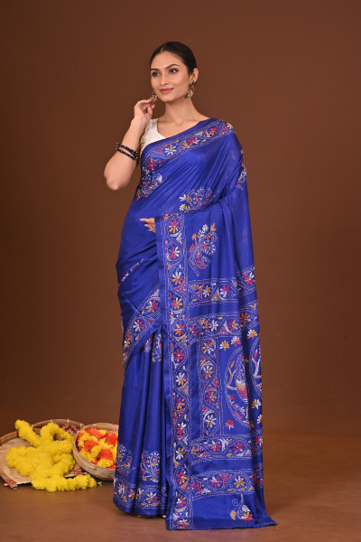 NEELIMA BLENDED SILK KANTHA SAREE
