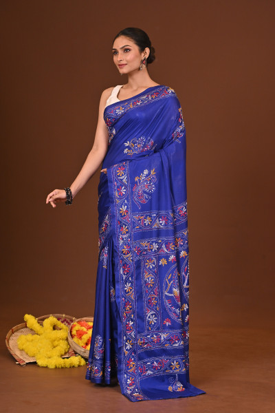 NEELIMA BLENDED SILK KANTHA SAREE