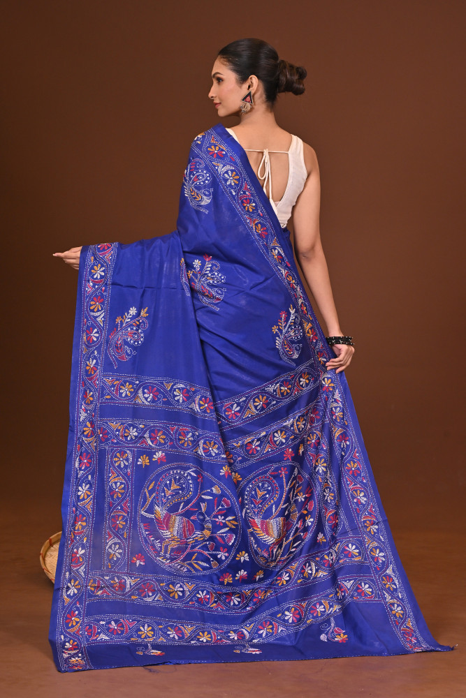 NEELIMA BLENDED SILK KANTHA SAREE