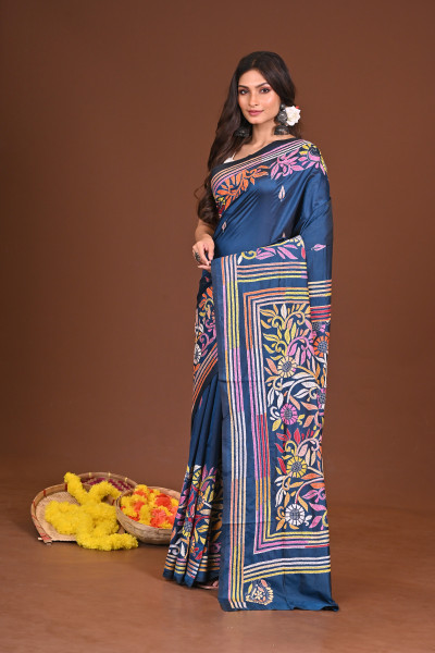NEELJHORA BLENDED SILK KANTHA SAREE