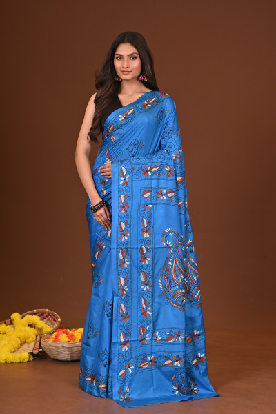 NEELPADMA BLENDED SILK KANTHA SAREE