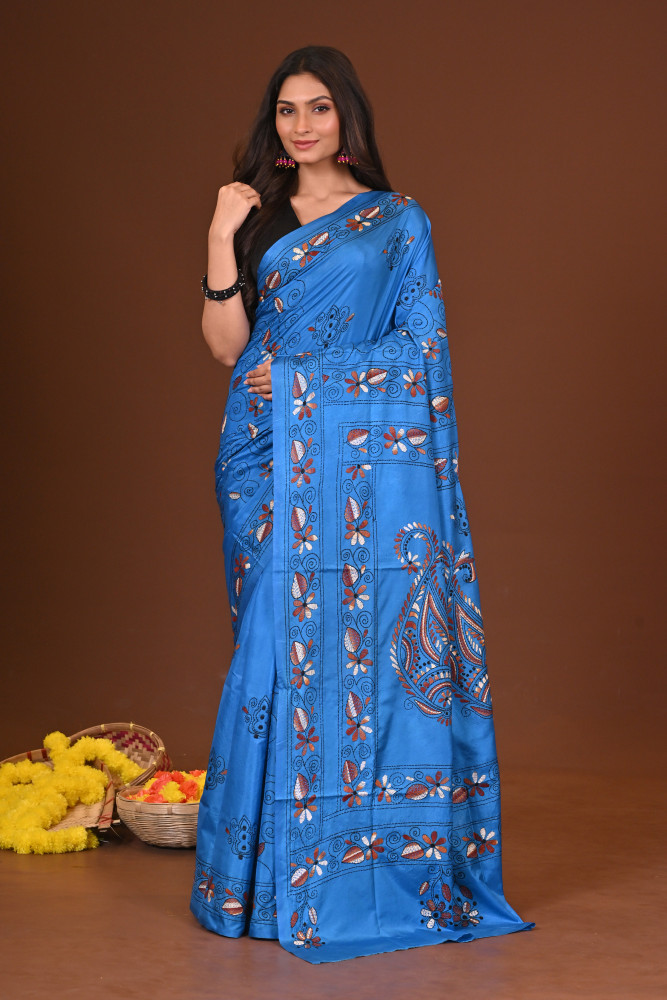 NEELPADMA BLENDED SILK KANTHA SAREE