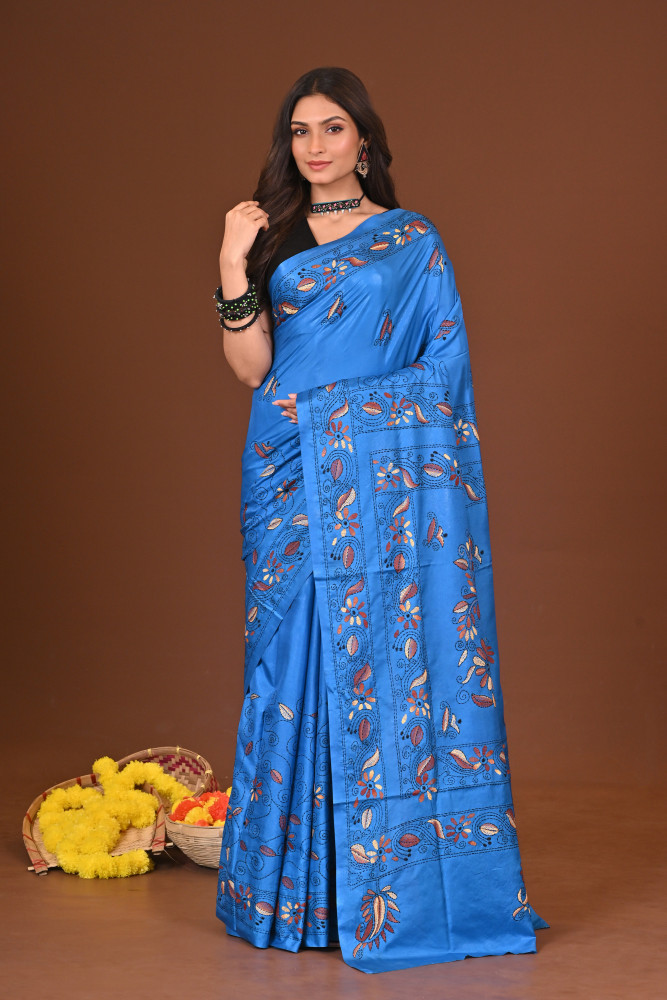 NEELPRABHA BLENDED SILK KANTHA SAREE