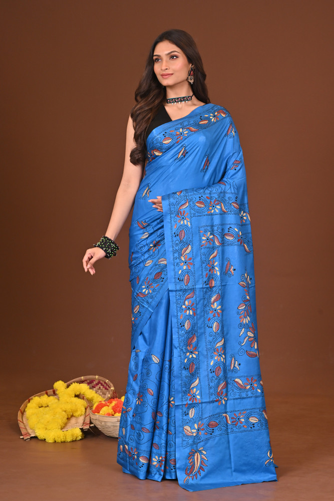 NEELPRABHA BLENDED SILK KANTHA SAREE