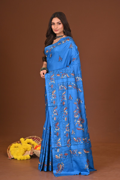 NEELPRABHA BLENDED SILK KANTHA SAREE