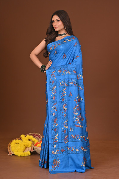 NEELPRABHA BLENDED SILK KANTHA SAREE