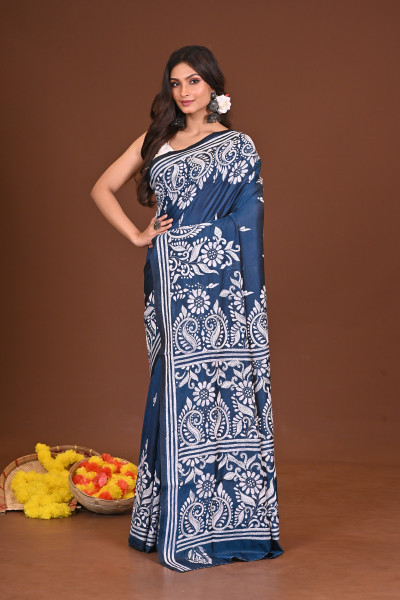 NEELPUSHPIKA BLENDED SILK KANTHA SAREE