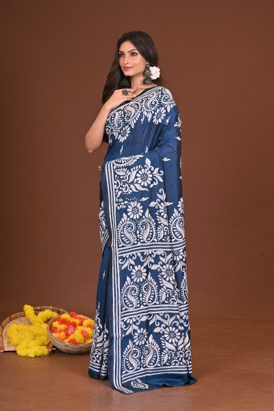 NEELPUSHPIKA BLENDED SILK KANTHA SAREE