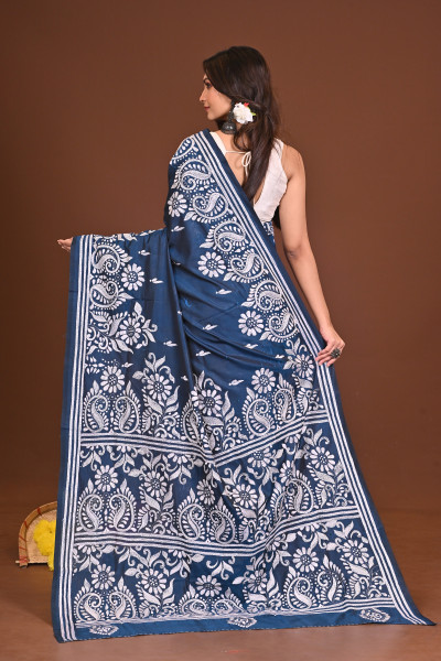 NEELPUSHPIKA BLENDED SILK KANTHA SAREE