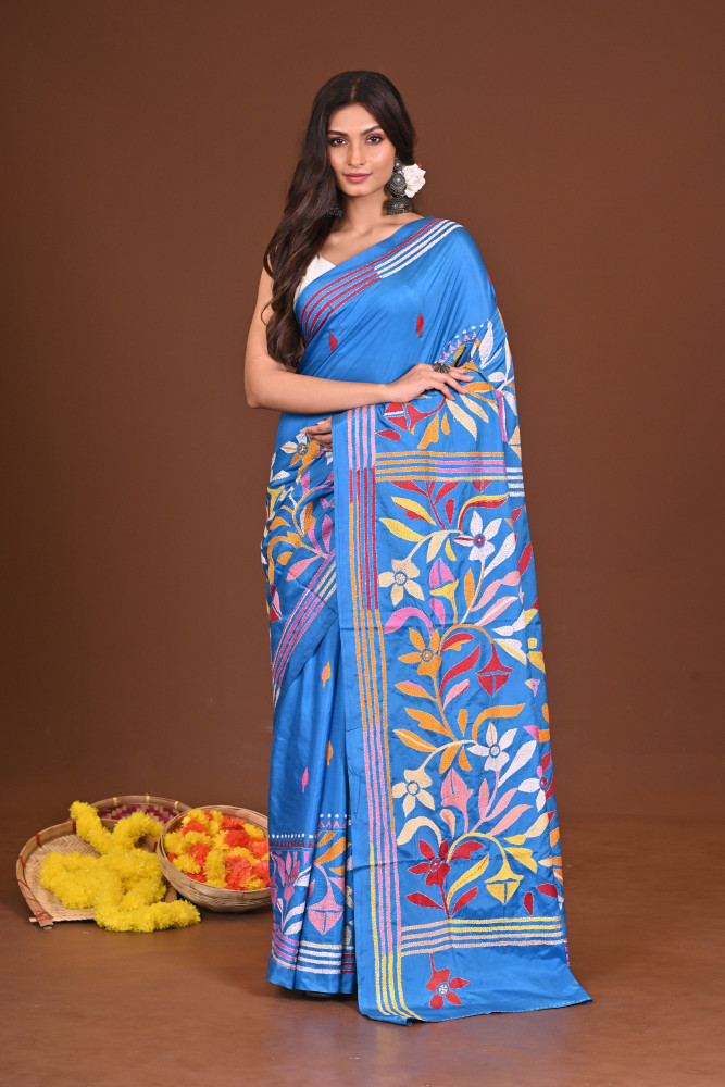 NILAMBARI BLENDED SILK KANTHA SAREE