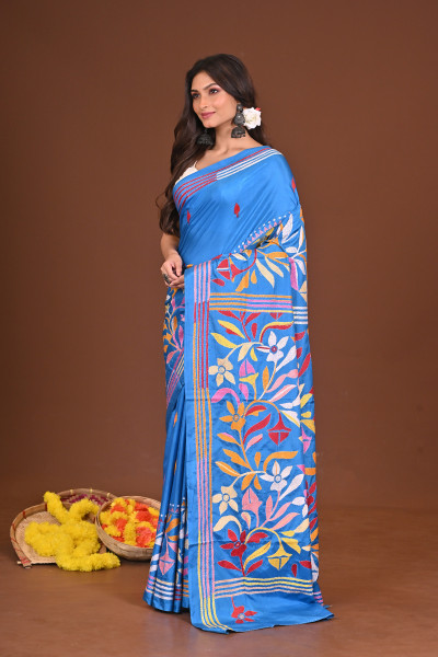 NILAMBARI BLENDED SILK KANTHA SAREE