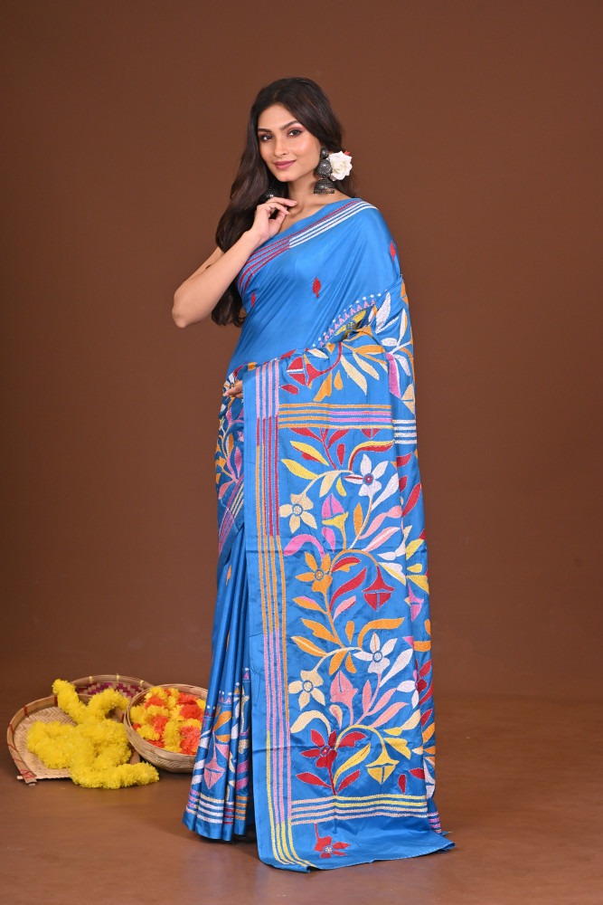 NILAMBARI BLENDED SILK KANTHA SAREE